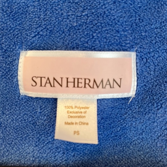 Stan Herman Blue Soft Microfiber Zippered Short Sleeve Lounge Robe Size Petite S - Picture 4 of 7